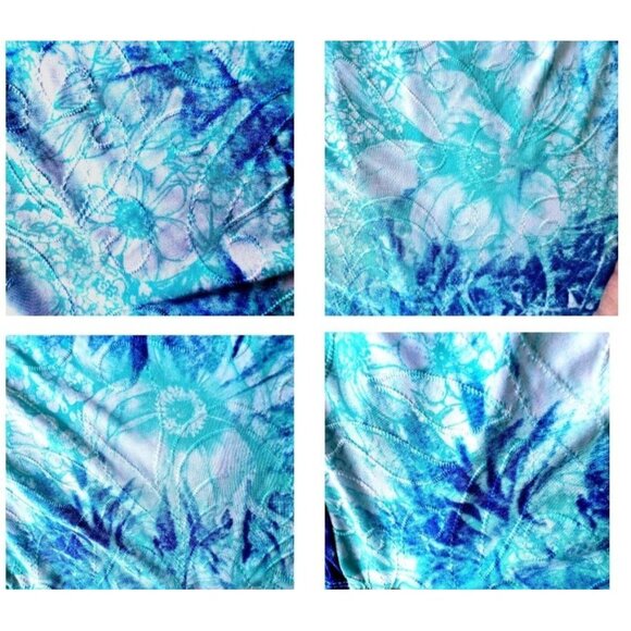 New Directions Tunic Top PM Petite Medium Blue Tie Dye Roll Tab Sleeves … - Picture 10 of 12